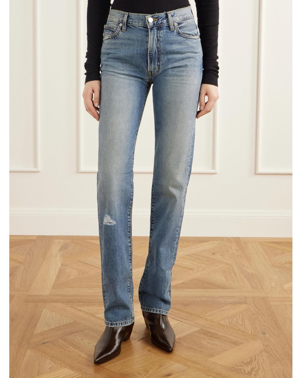 ÉTERNE Blue Chloe Straight High-Rise Jeans