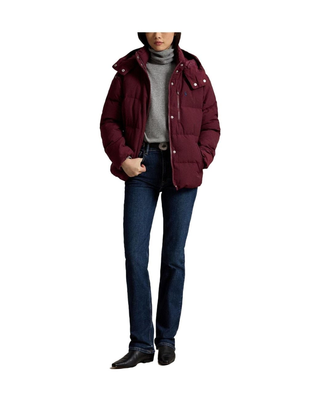 Polo Ralph Lauren Red Hooded Cropped Down Coat