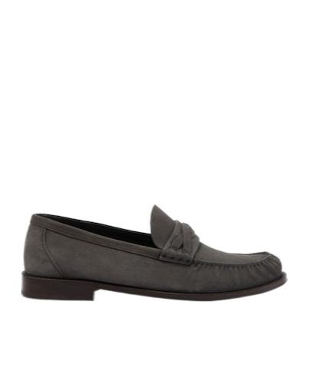 Brunello Cucinelli Black Suede Penny Loafers for men
