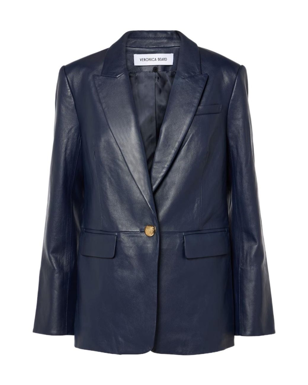 Veronica Beard Blue Vega Leather Blazer