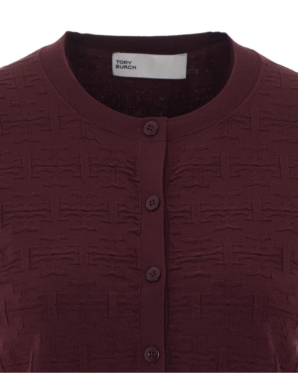Tory Burch Purple Crewneck Knitted Cardigan