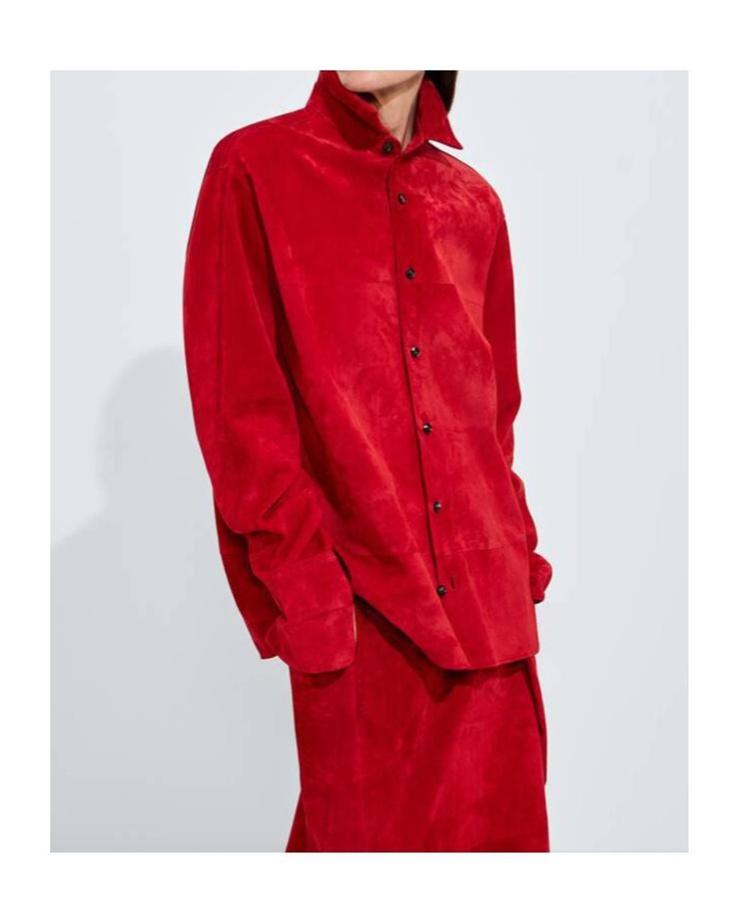 Bottega Veneta Red Suede Leather Shirt