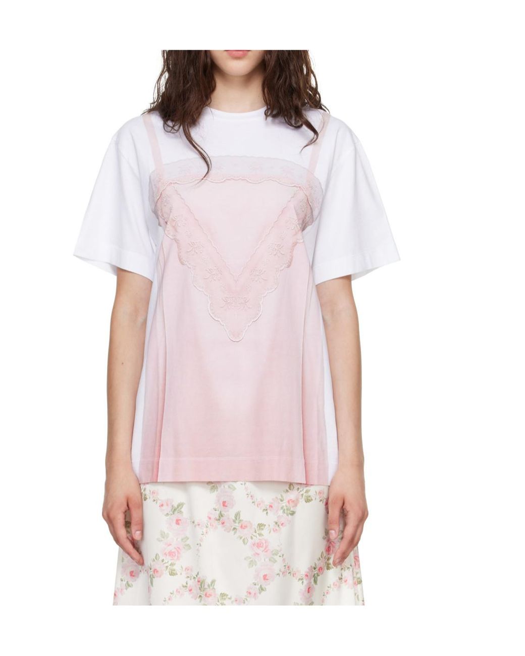 Simone Rocha Pink Trompe L'Oeil Print T-Shirt