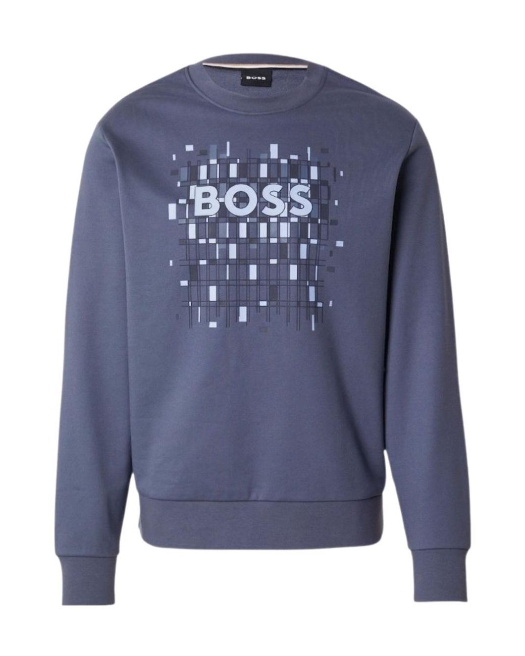Boss Blue Crew Neck Long-Sleeved Sweatshirt for men