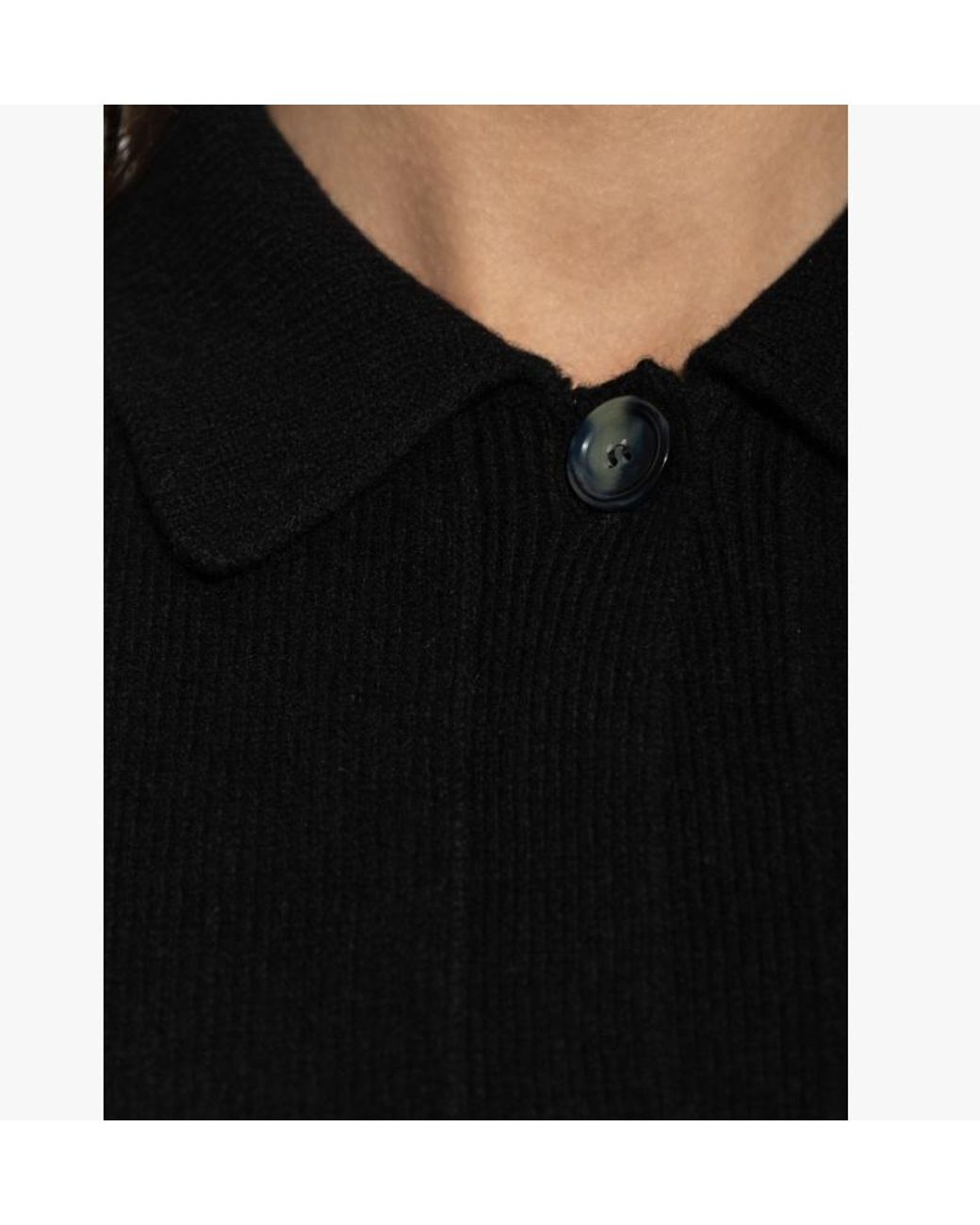 Haikure Black Long Sleeved Knitted Polo Top