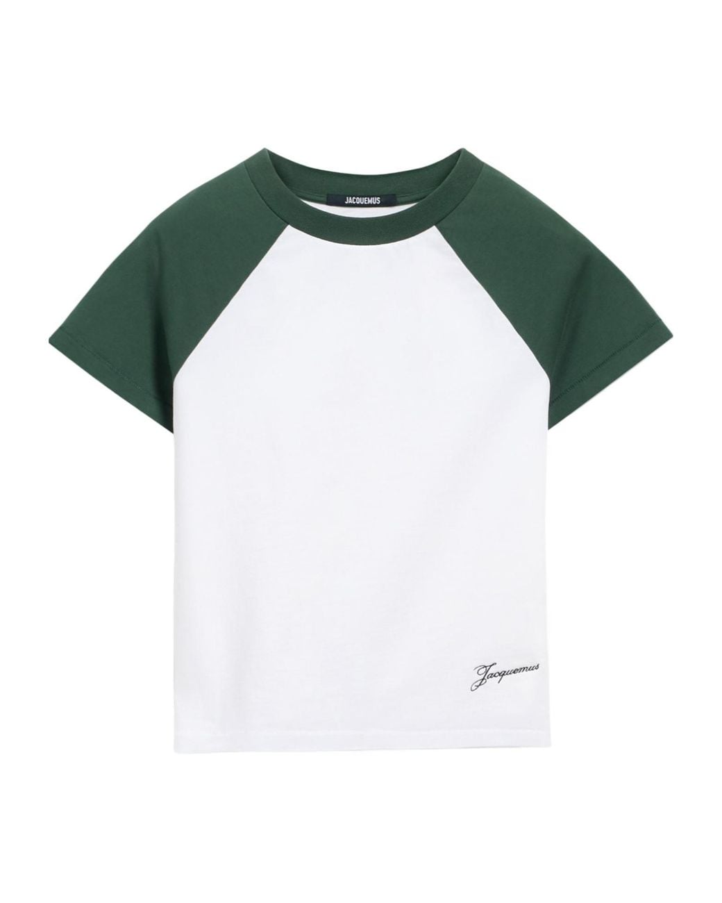 Jacquemus Green Cropped T-Shirt With Contrasting Raglan Sleeves