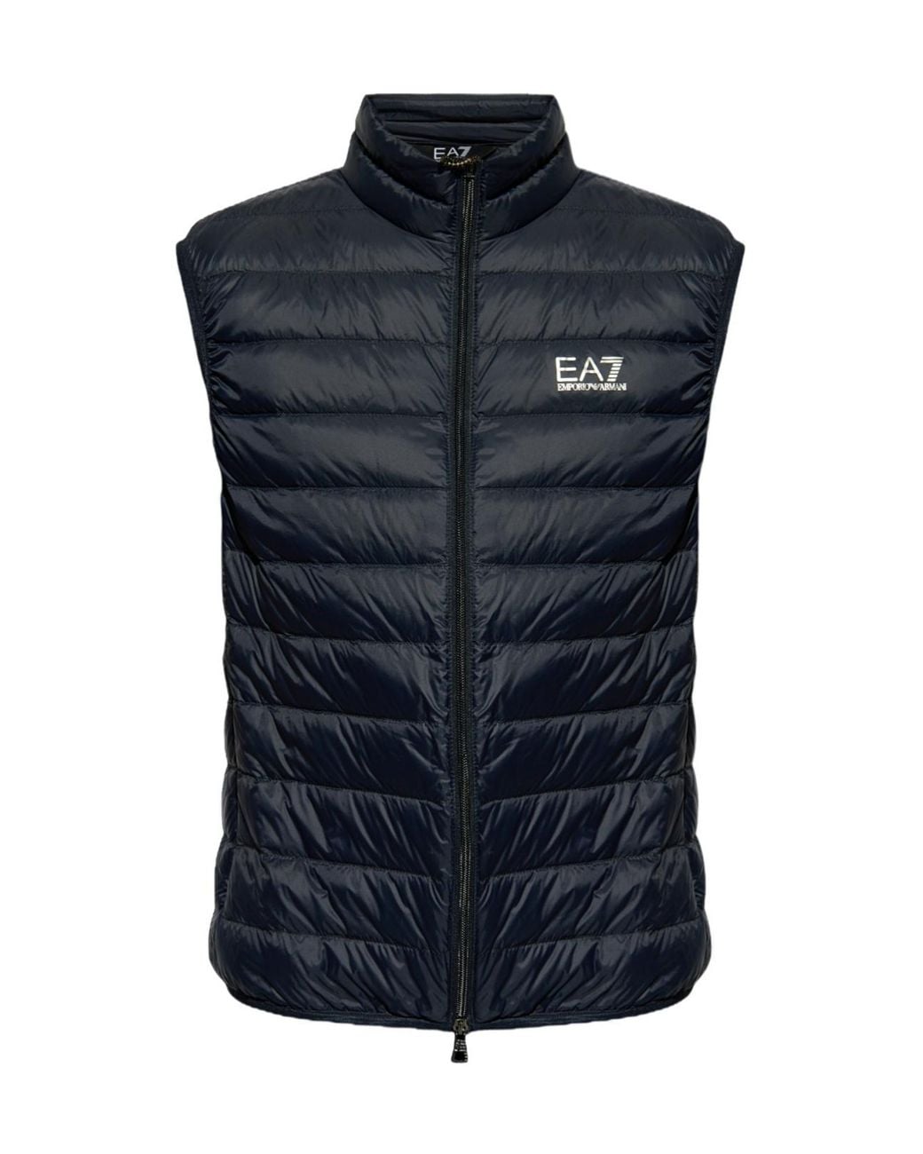 EA7 Blue Logo Printed Quilted Padded Gilet for men