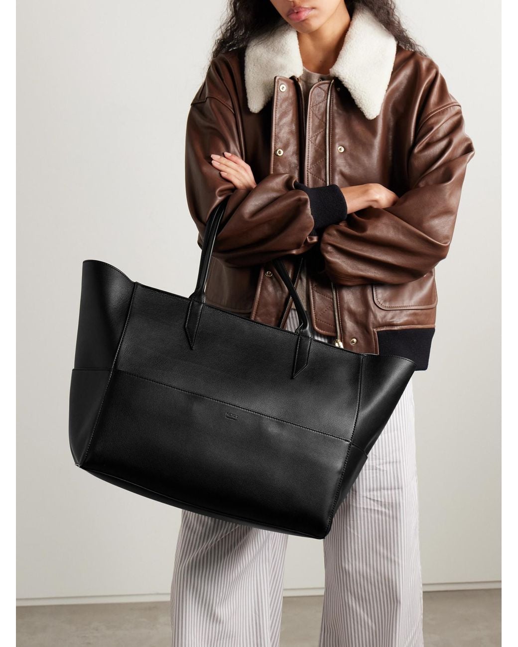 Metier Black Large Leather Tote