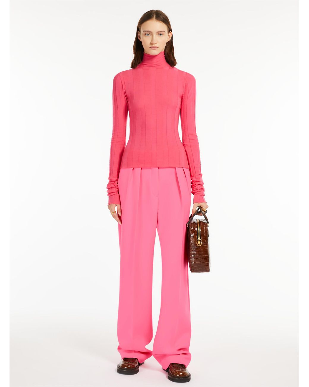 Sportmax Pink High Neck Long-Sleeved Top