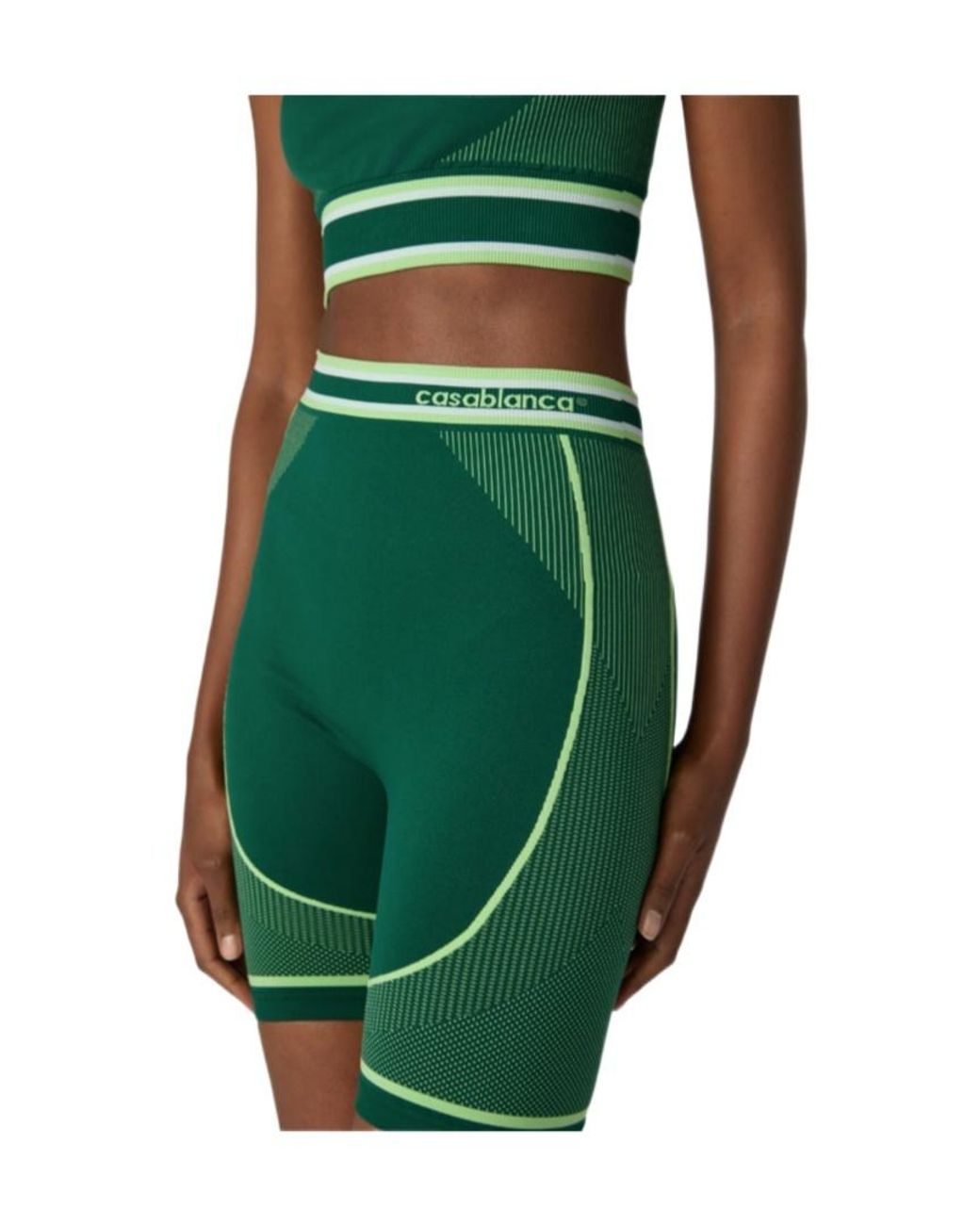 Casablanca Green Logo-Print Stretch-Design Shorts