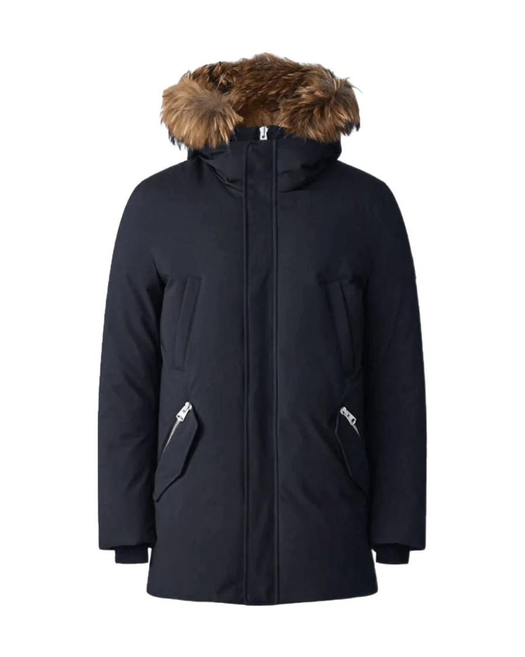 Mackage Blue Edward Fur Hooded Jacket for men