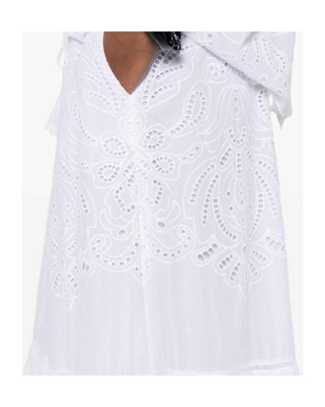 ERMANNO FIRENZE White Broderie Tiered Skirt