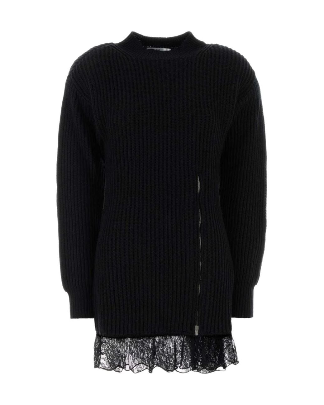 GIUSEPPE DI MORABITO Black Zip Lace Knitted Dress