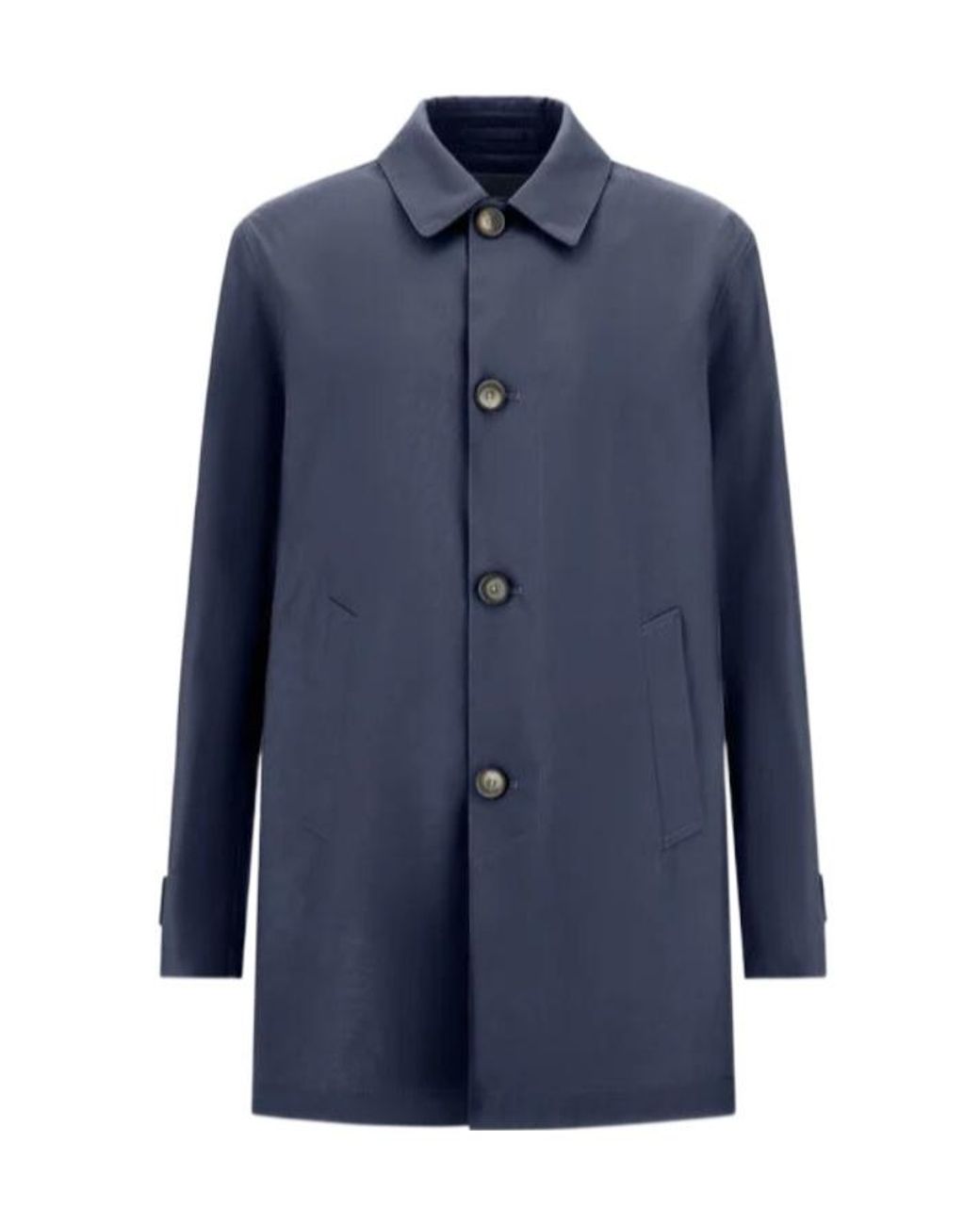 Herno Blue Welt-Pocket Raincoat for men
