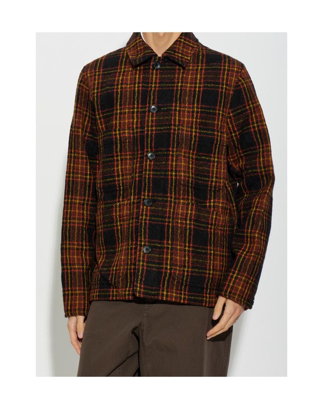 Paul Smith Brown Wool-Blend Plaid Casual Jacket for men