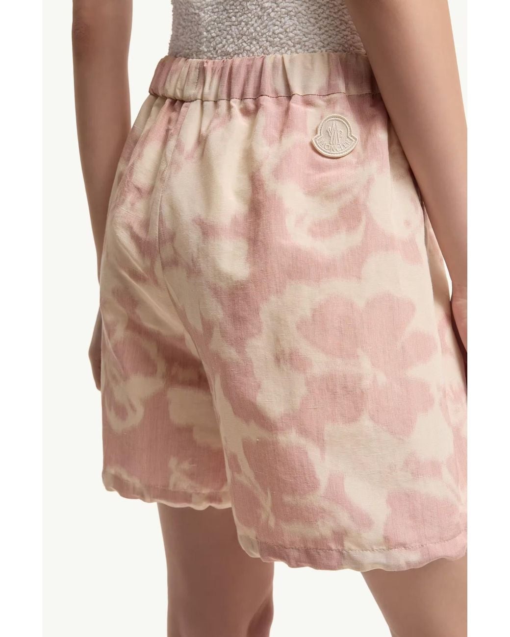Moncler Pink Floral Printed Drawstring Shorts
