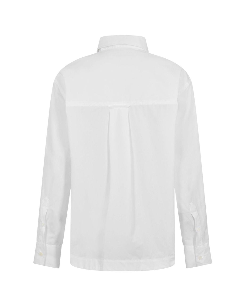 AMI White Sharp Collar Long Sleeve Plain Shirt for men