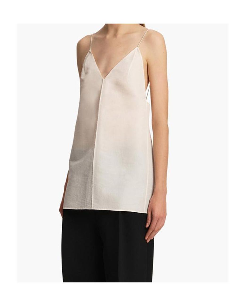 Khaite White Talsie V-Neck Top