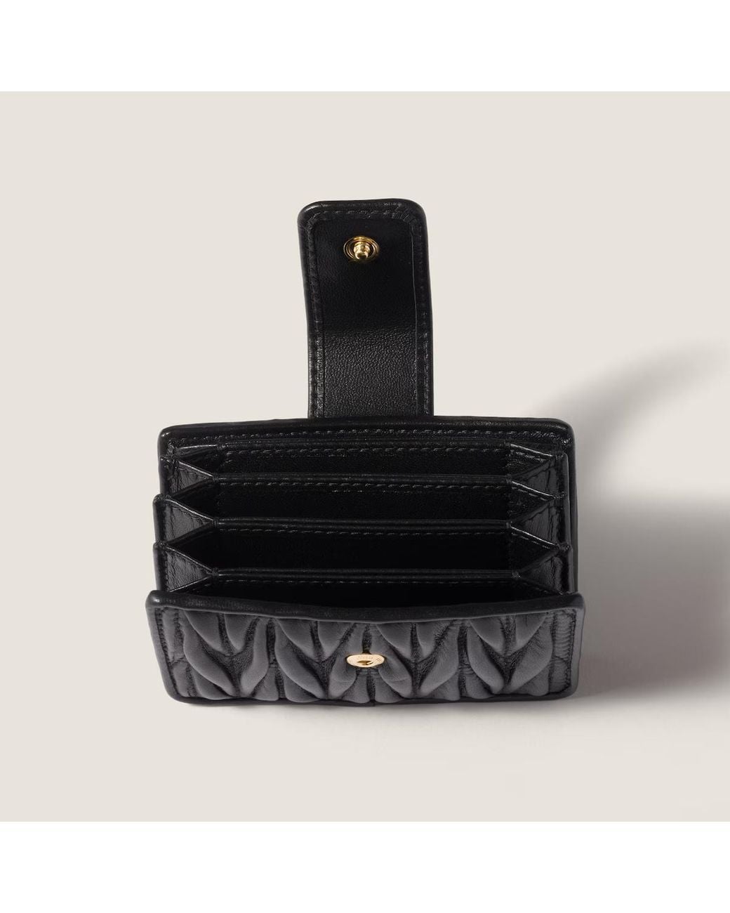 Miu Miu Black Matelassé Logo-Lettering Wallet