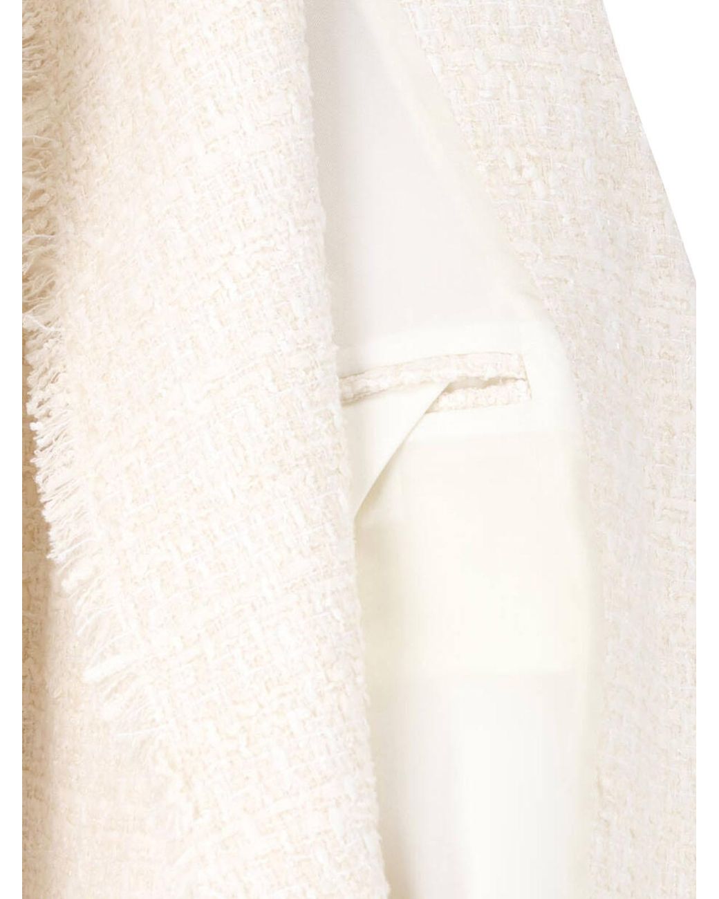 Balmain White Double-Breasted Fringed Trim Jacket