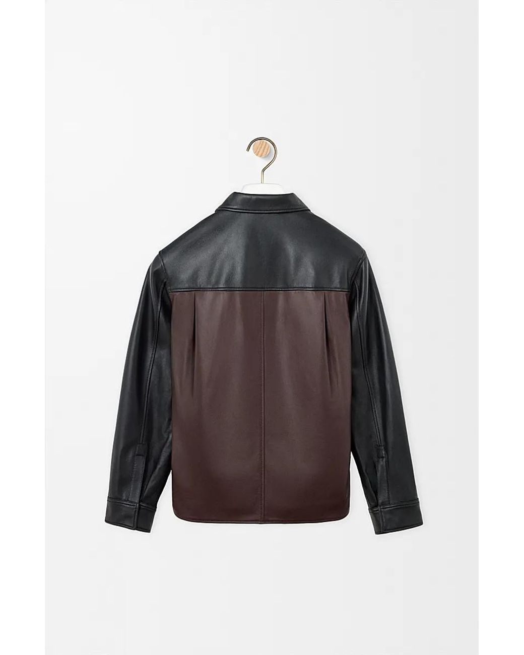 Loewe Black Burgundy Leather Overshirt for men
