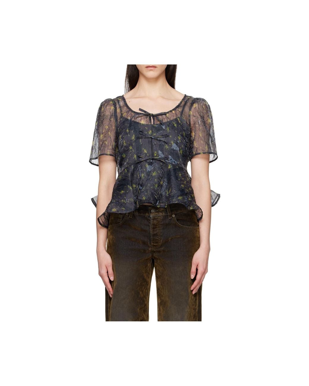 Ganni Blue Peplum Blouse