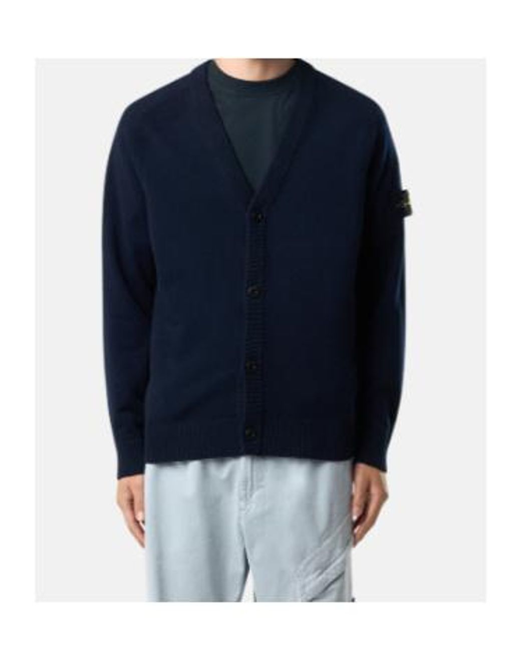 Stone Island Blue V-Neck Button-Up Cardigan for men