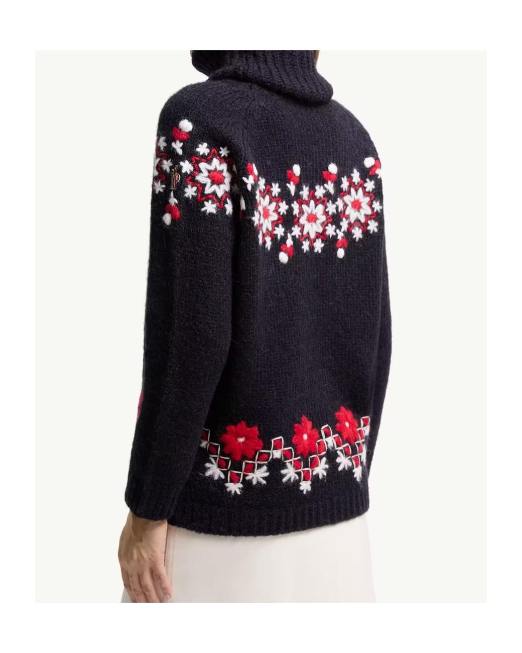 Moncler Blue Hand-Embroidered Alpaca Wool Turtleneck Sweater