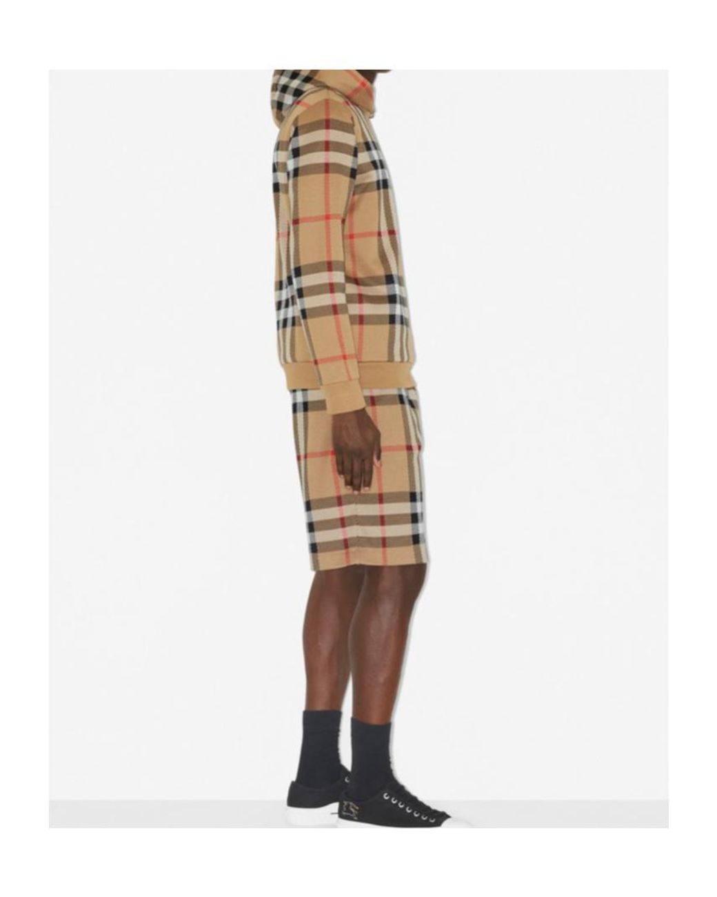 Burberry Brown Check Printed Long Sleeved Hoodie for men