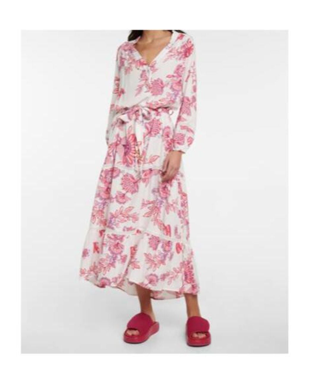 Melissa Odabash Pink Wisteria Floral Wrap Midi Dress