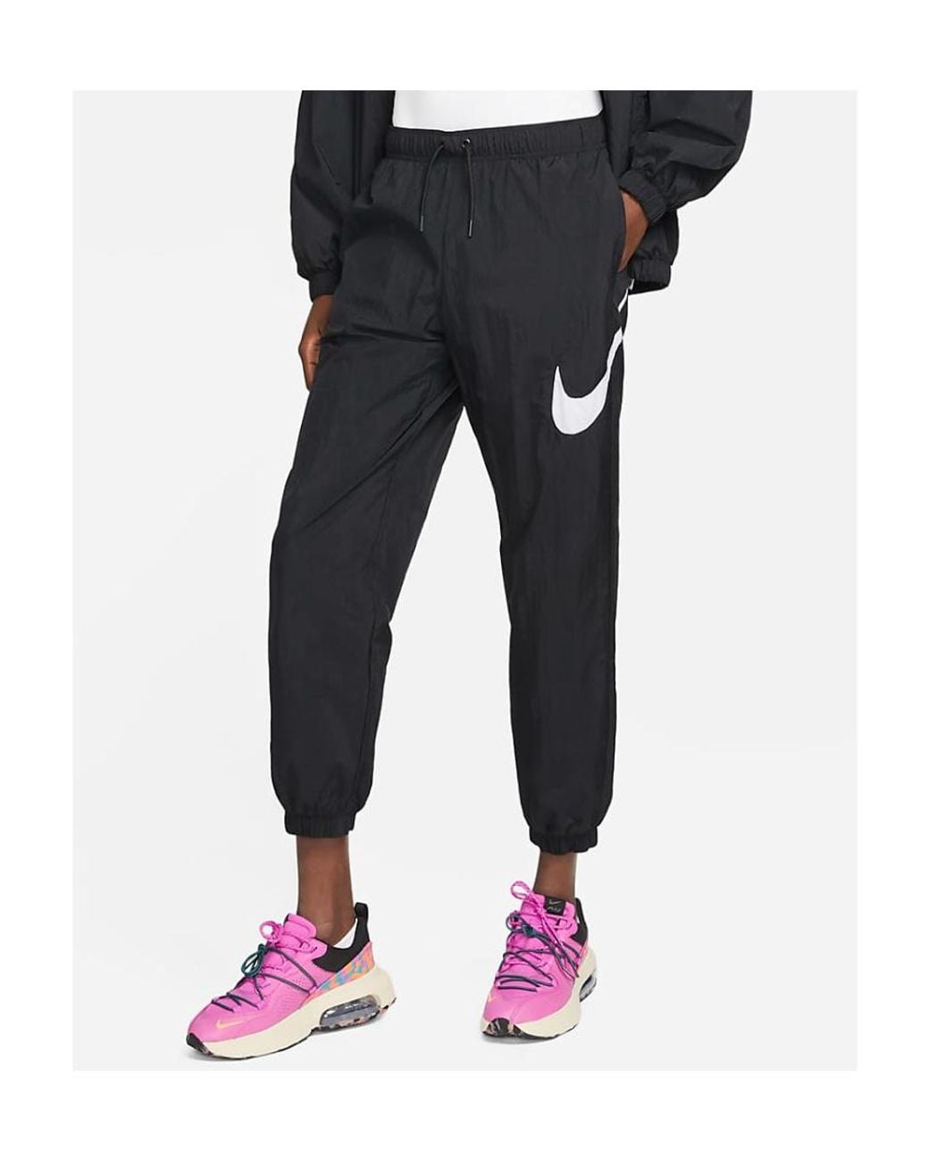 Nike Blue Swoosh-Print Tapered Track Pants
