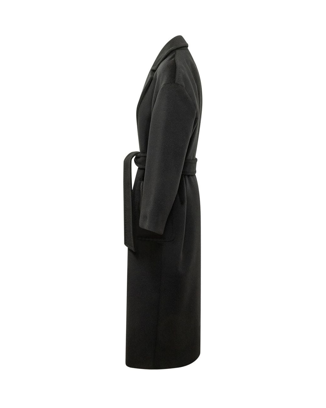 Max Mara Black Studio Giambo Brushed Finish Belted Coat