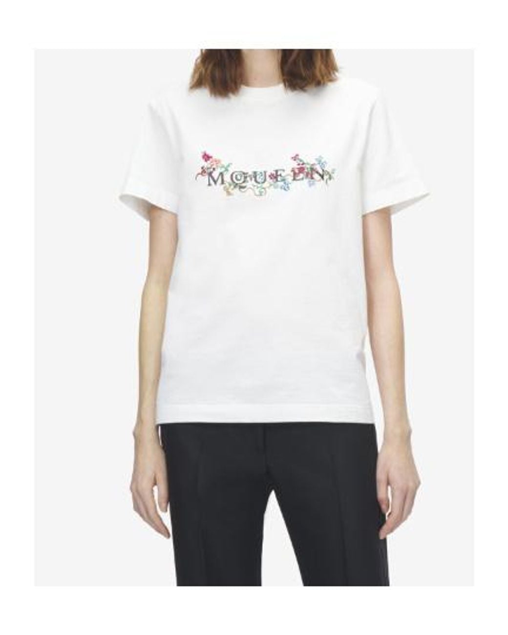 McQueen White Floral Logo T-Shirt