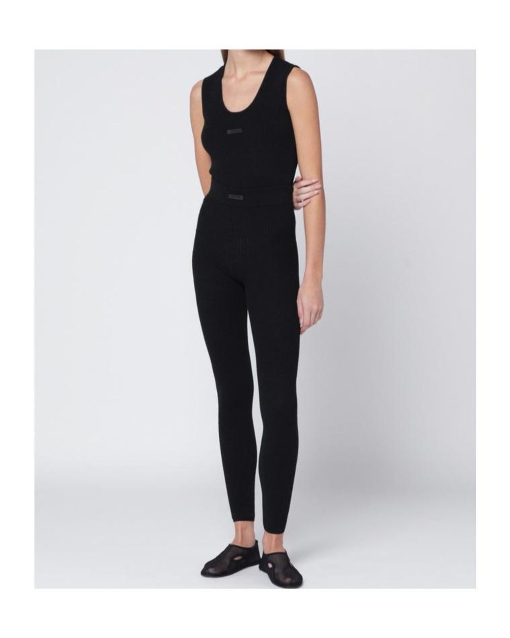 Fear Of God Black Logo Patch Ribbed Top