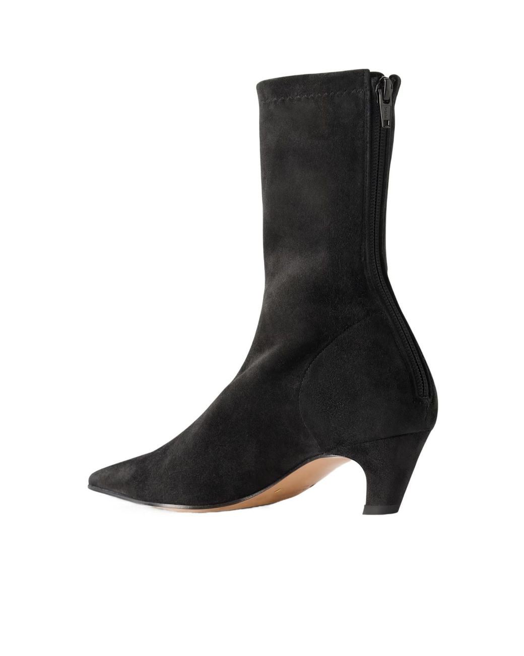 Khaite Black Suede Ankle Boots