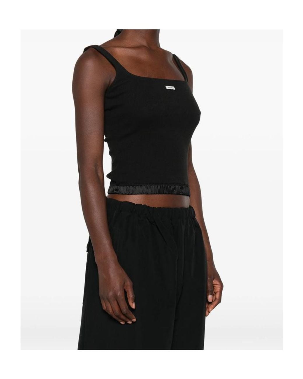 Entire studios Black Cropped Ribbed Tank Top
