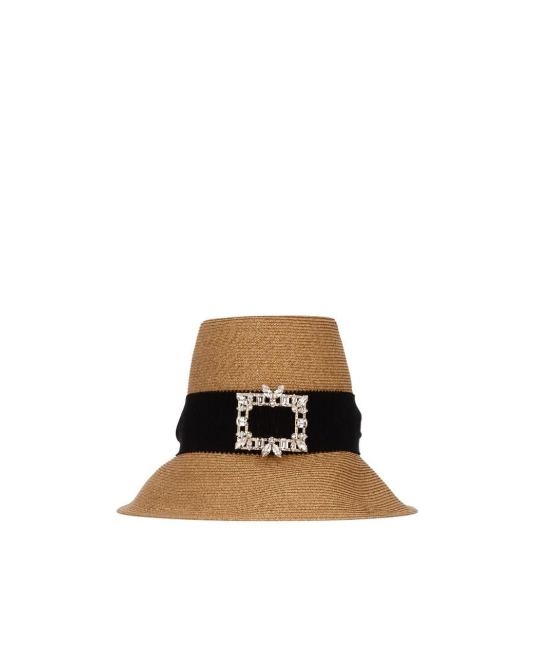 Roger Vivier Natural Crystal Buckle Straw Hat