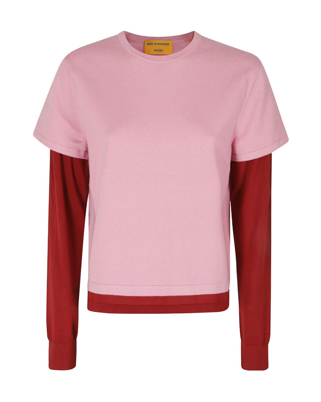 Guest In Residence Pink Layered Effect Densely Knitted Pullover