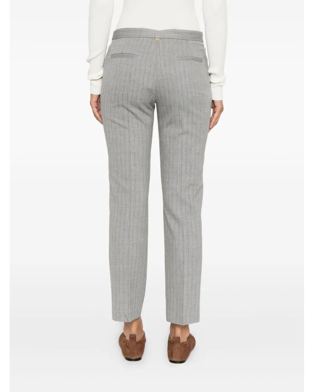 Twinset Gray Oval T-Logo Trousers