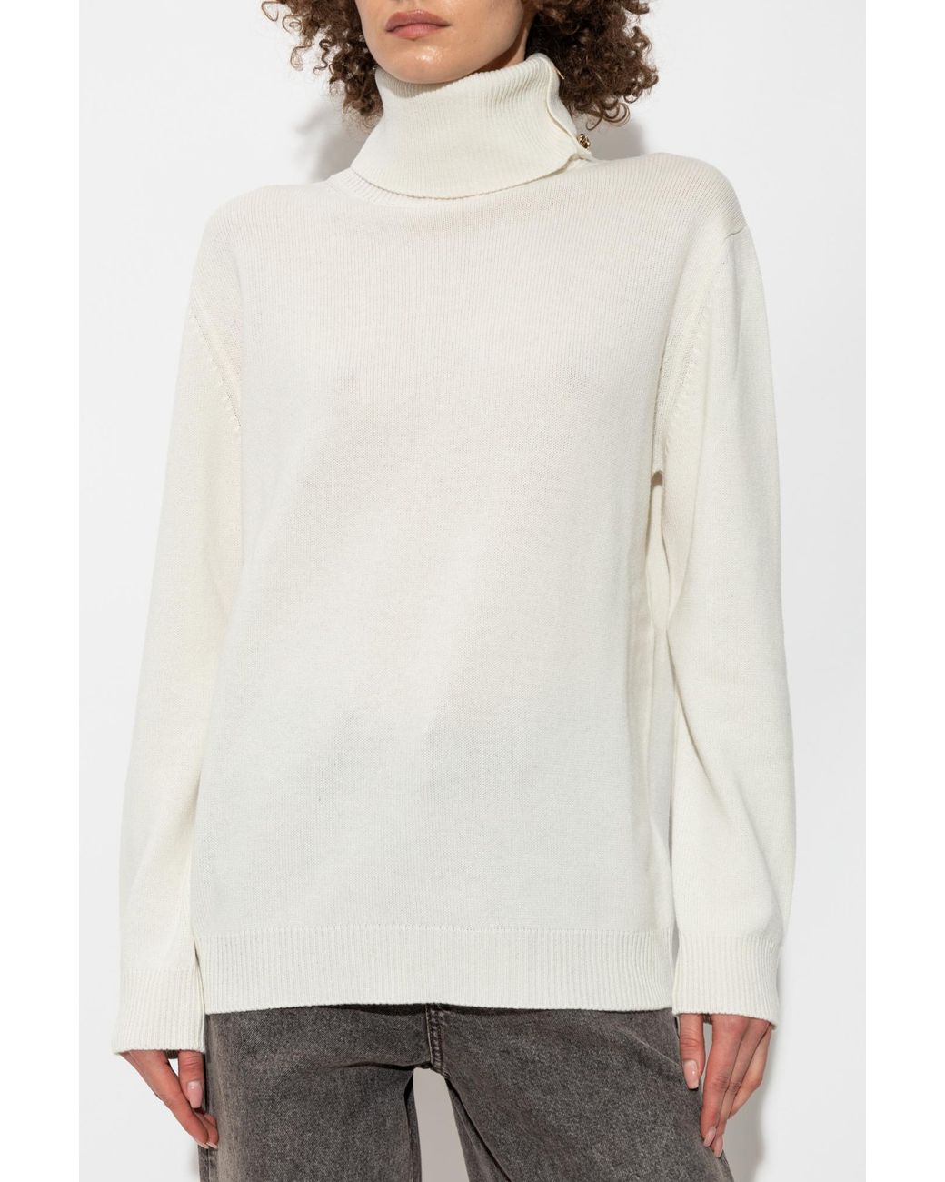 Fabiana Filippi White Foldover Neck Sweater