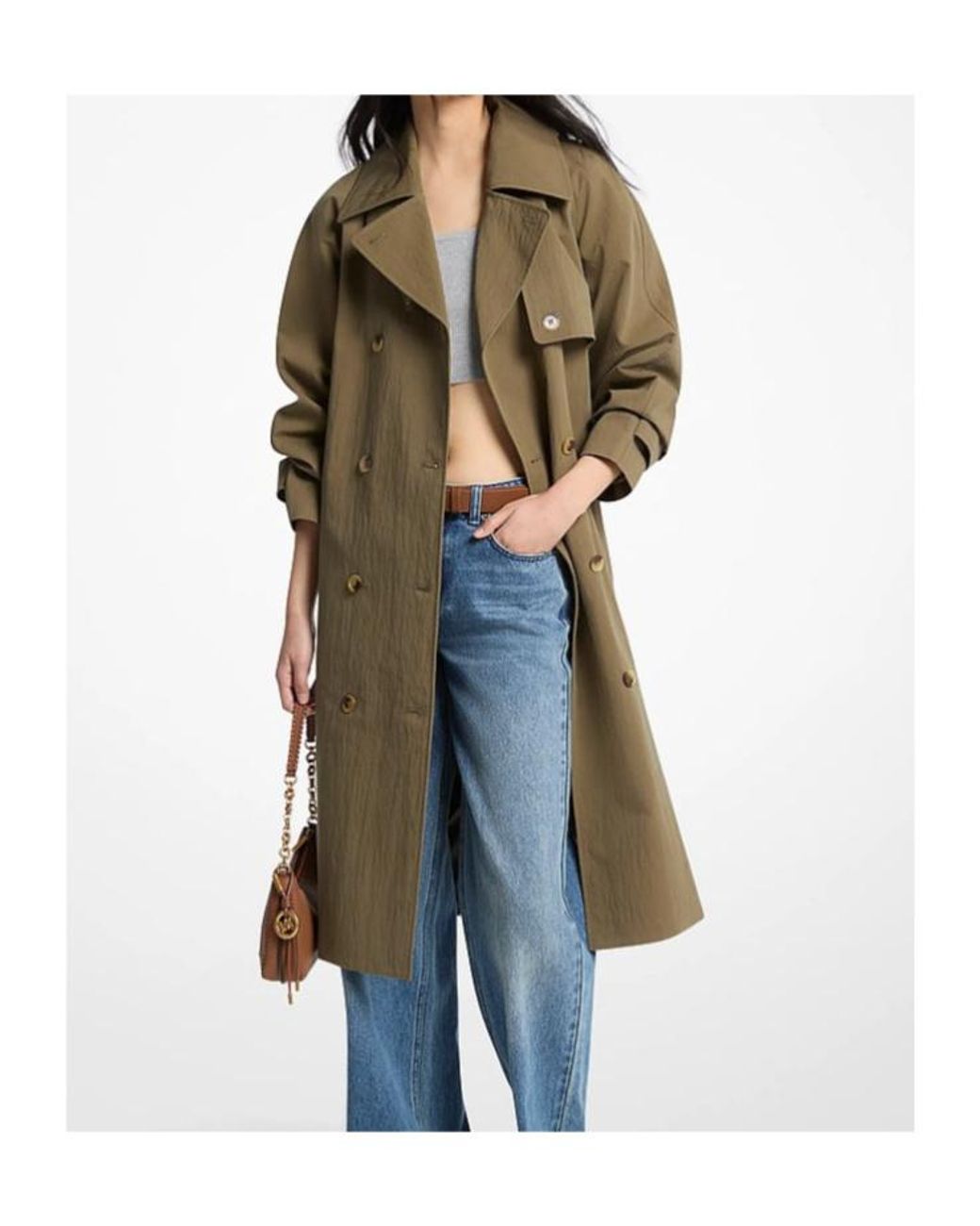 Michael Kors Natural Belted Double-Breasted Coat