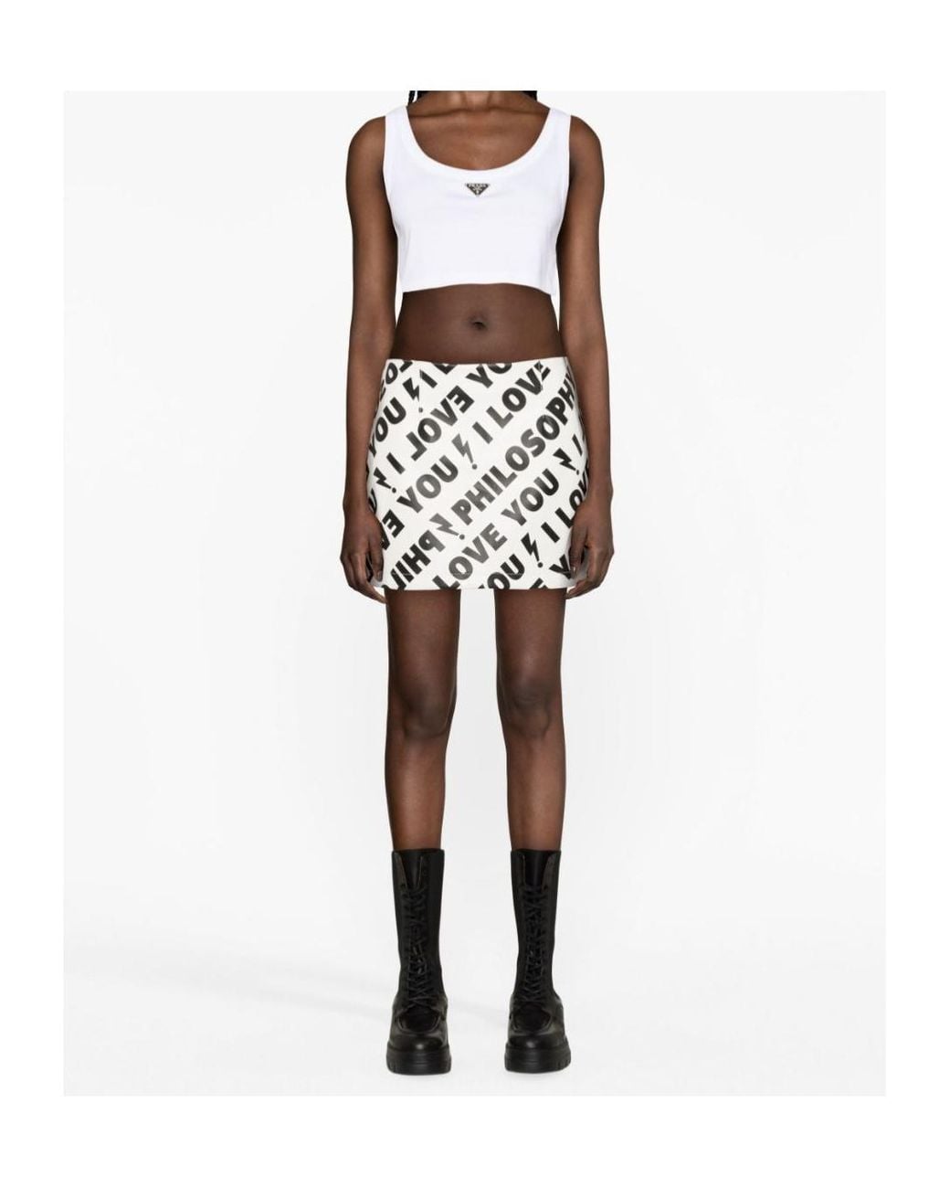 Philosophy Di Lorenzo Serafini White High Waist Mini Skirt