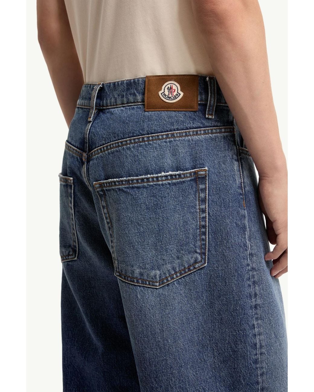 Moncler Blue Logo Patch Straight-Leg Jeans for men