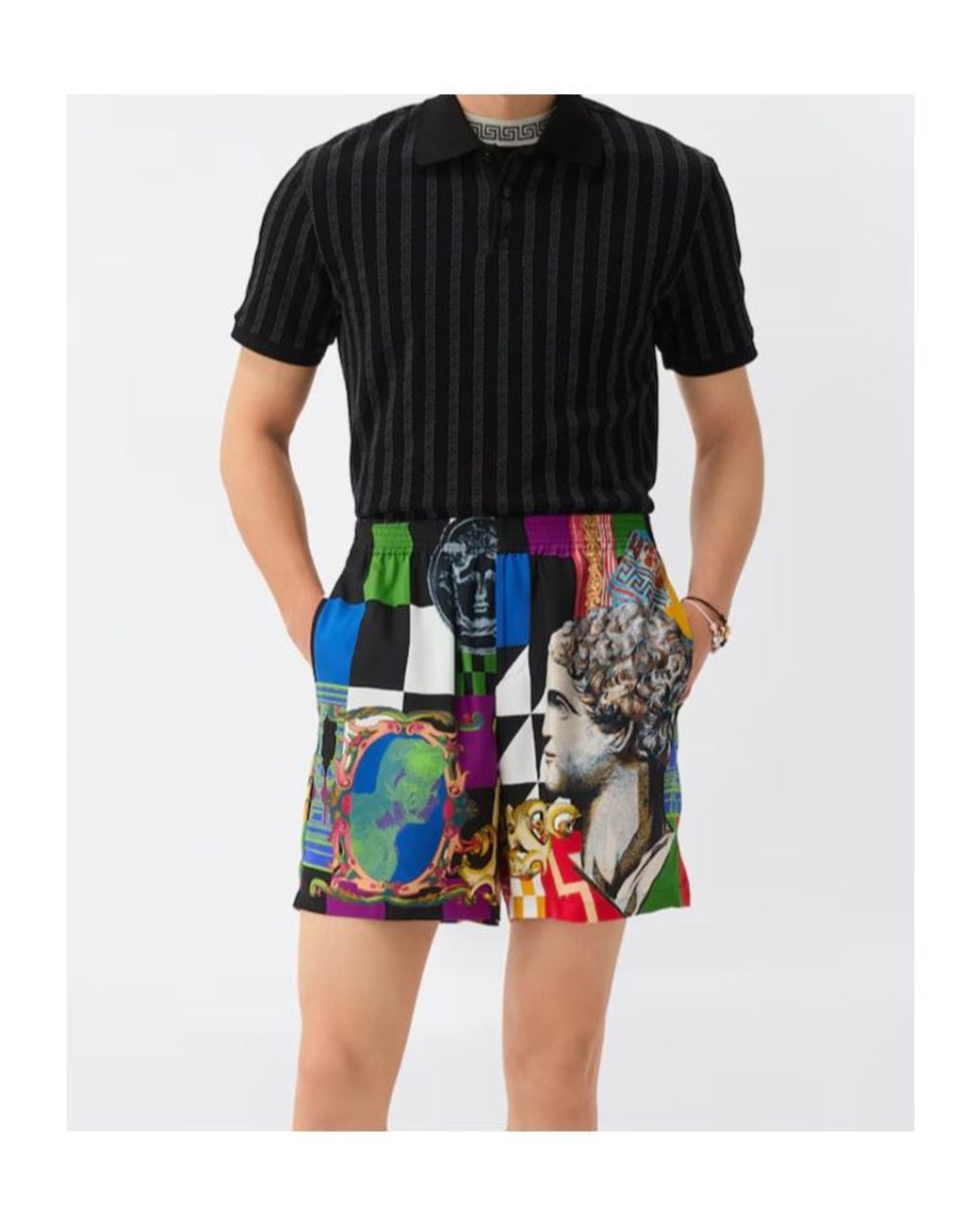Versace Blue Printed Shorts for men
