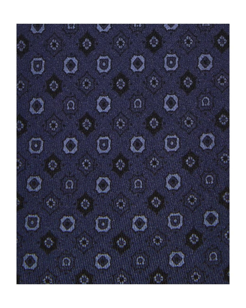 Ferragamo Blue Silk Tie With Micro-Print for men