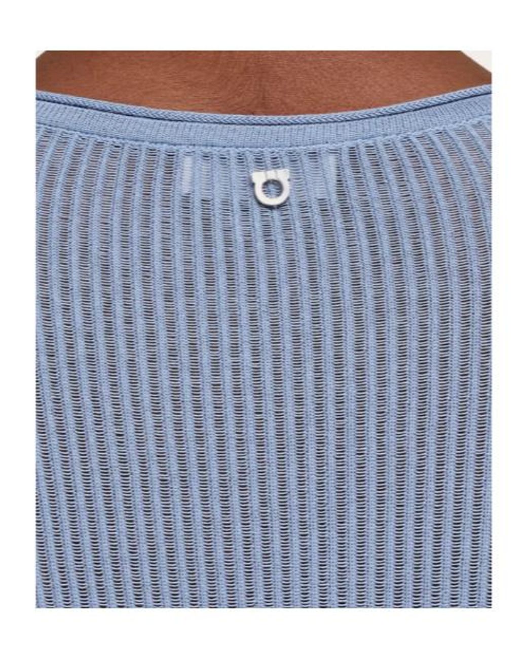 Ferragamo Blue Ferragamo Ribbed-Knit Crewneck Jumper for men