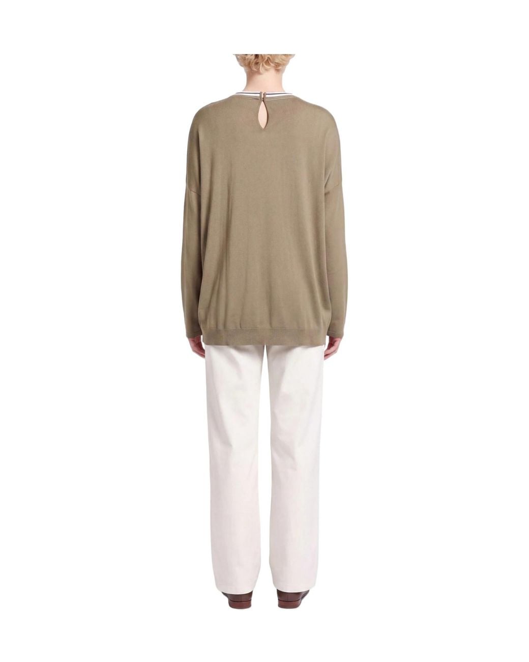 Brunello Cucinelli Green Military Sweater Virgin Wool, Cashmere