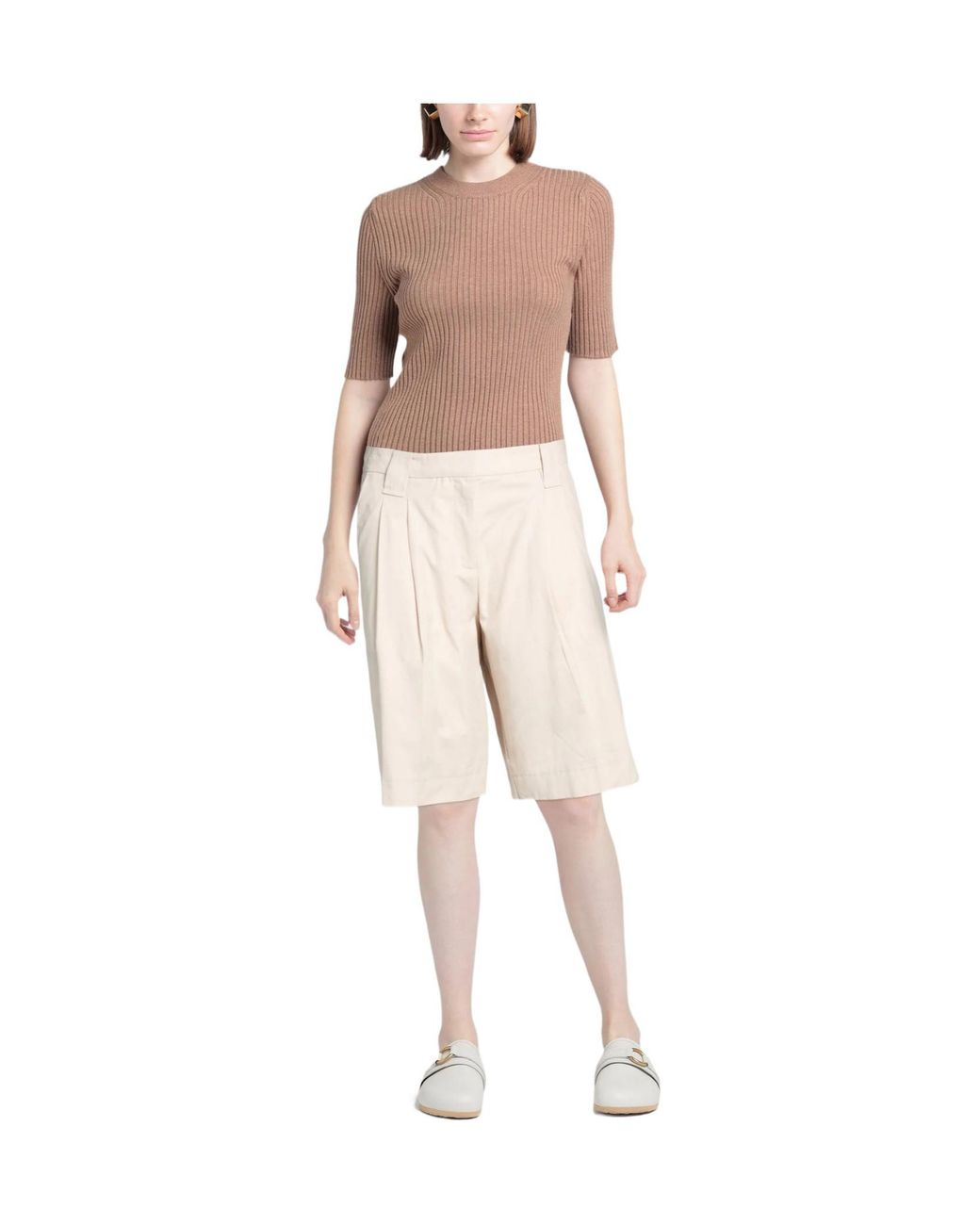 Ganni Natural Solid Color Simple Shorts