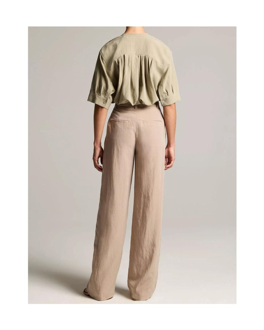 Vince Natural Pleated Wide-Leg Trousers