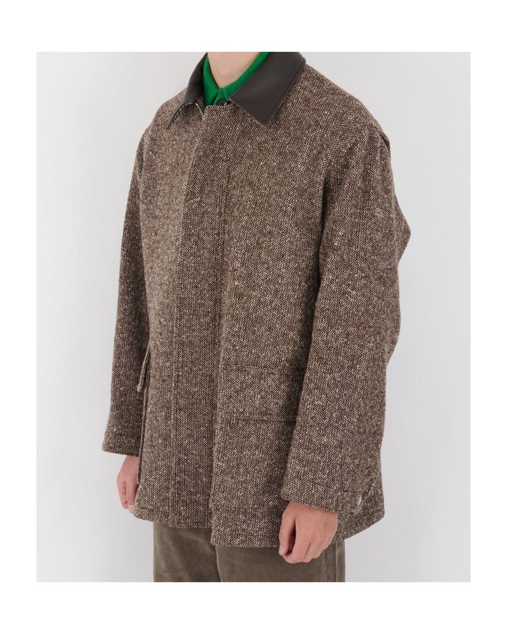 Auralee Brown Tweed Zip-Up Casual Jacket for men